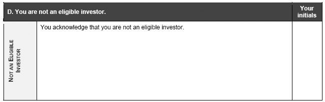Not an Eligible Investor