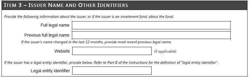 Item 3 -- Issuer Name and Other Identifiers